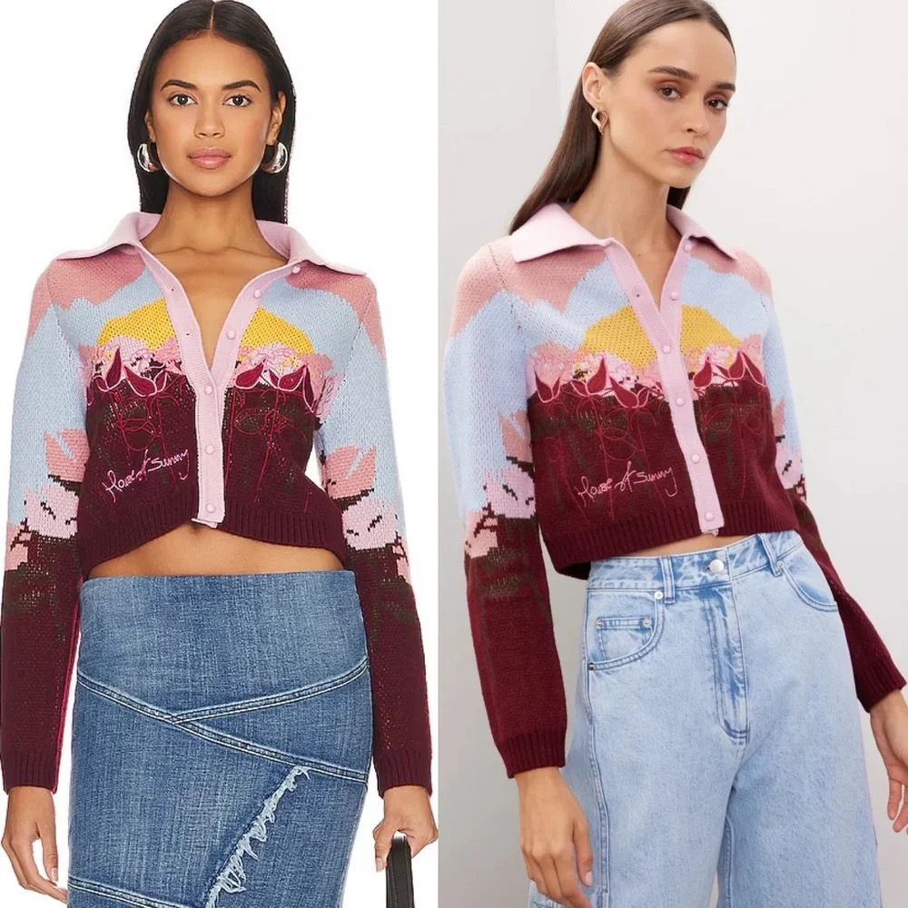 House of Sunny Garden of Eden Tripper Intarsia Cardigan XS US 2 NWT - Picture 7 of 16